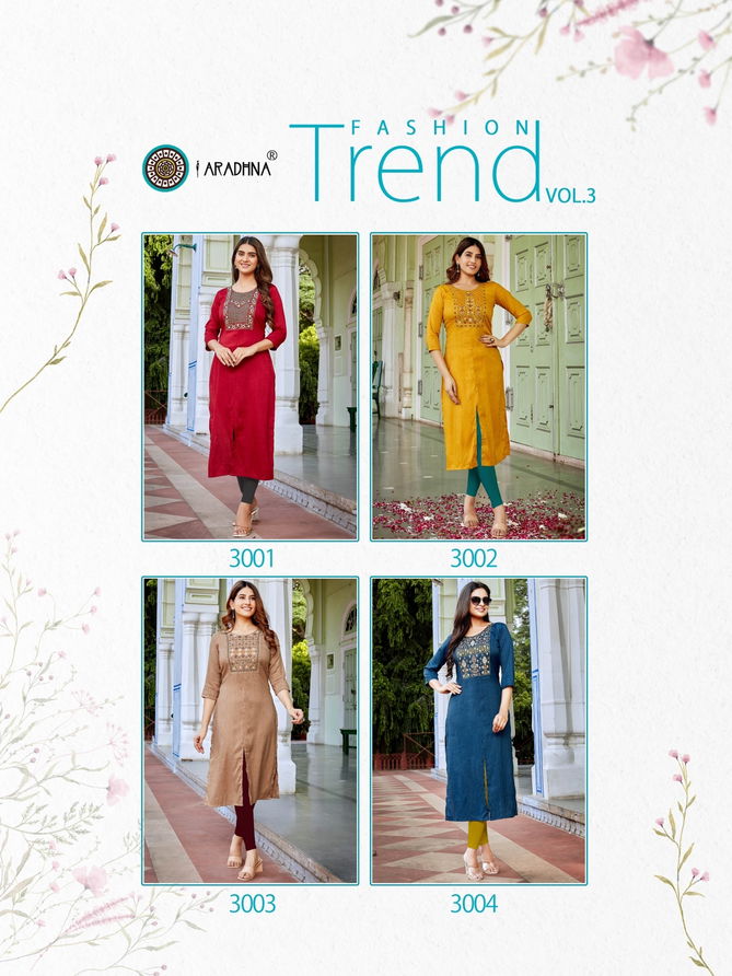 Aradhna Fashion Trend 3 Stylish Fancy Wear Wholesale Designer Kurtis